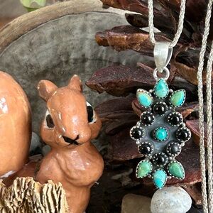 925 Sterling Turquoise and Onyx necklace